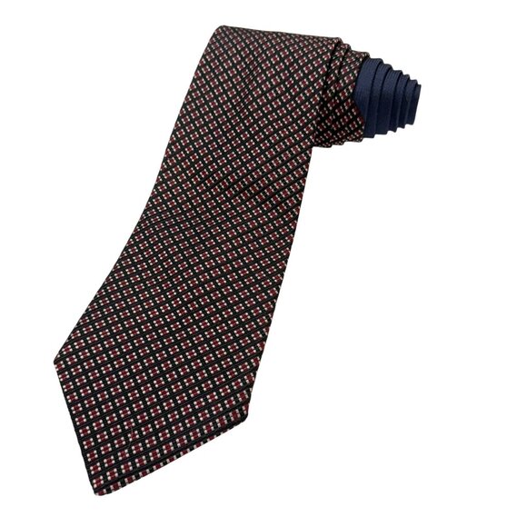 NWT Tommy Hilfiger Mens Check Pattern All Silk Neck Tie Collegiate Preppy Gift - Picture 2 of 14
